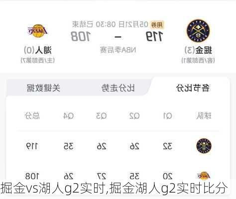 掘金vs湖人g2实时,掘金湖人g2实时比分