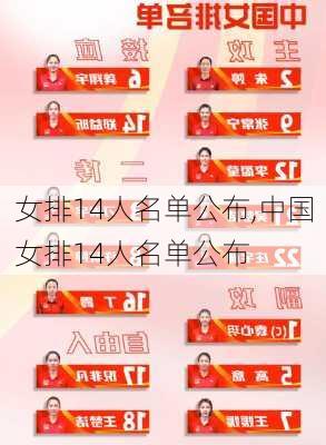 女排14人名单公布,中国女排14人名单公布