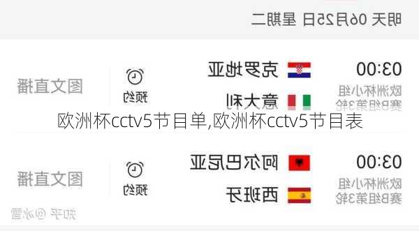欧洲杯cctv5节目单,欧洲杯cctv5节目表