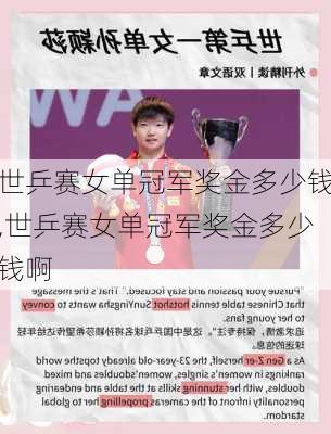 世乒赛女单冠军奖金多少钱,世乒赛女单冠军奖金多少钱啊