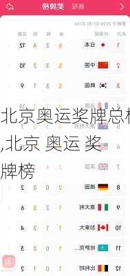 北京奥运奖牌总榜,北京 奥运 奖牌榜