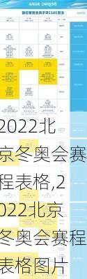 2022北京冬奥会赛程表格,2022北京冬奥会赛程表格图片