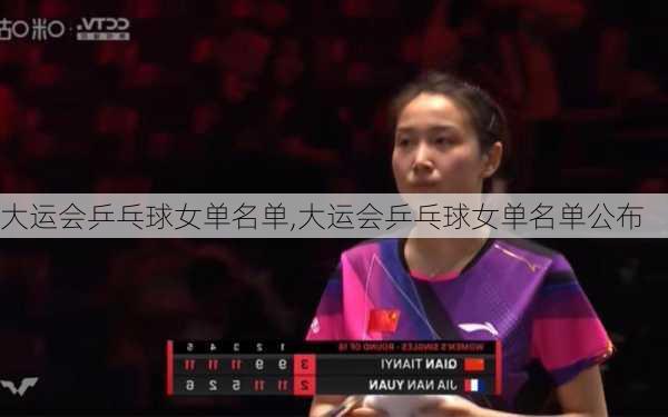 大运会乒乓球女单名单,大运会乒乓球女单名单公布
