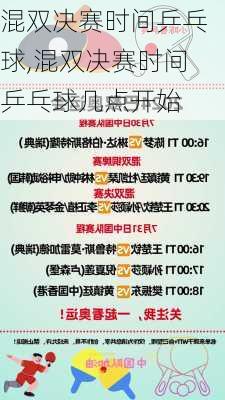 混双决赛时间乒乓球,混双决赛时间乒乓球几点开始