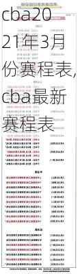 cba2021年3月份赛程表,cba最新赛程表
