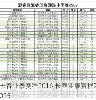 长春亚泰赛程2016,长春亚泰赛程2025