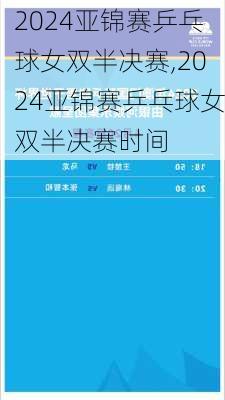 2024亚锦赛乒乓球女双半决赛,2024亚锦赛乒乓球女双半决赛时间